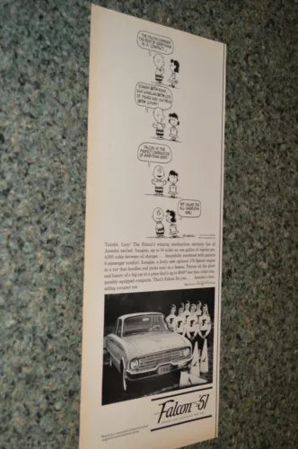 1961 FORD FALCON PEANUTS CHARLIE BROWN ORIGINAL LARGE ADVERTISEMENT PRINT AD 61