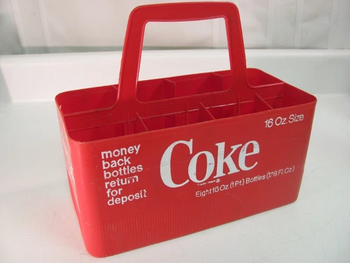 Coca-Cola Vintage Plastic 16 oz. Bottle Eight Pack Carrier Red