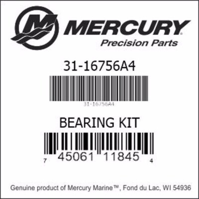 *NEW OEM*  Mercury Quicksilver Bearing Kit part # 31-16756A4