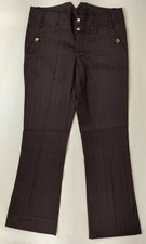 Gucci Women's Brown Stripped Dress Pants with 2 Waist Buttons 40 169681 2101