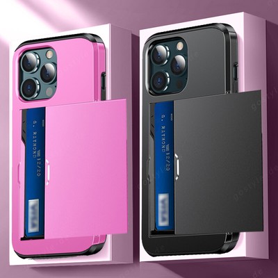Handy Hülle Für iPhone 15 16 Pro Max 14 13 12 Mini 11 8 XR Kartenfach Card Cover