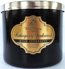Bath Body Works White Barn MAHOGANY TEAKWOOD High Intensity 3 Wick Candle, NEW