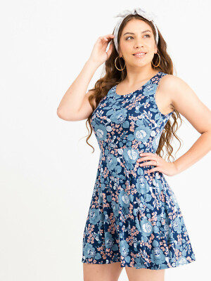Agnes & Dora Fisher Fit & Flare Sundress Pockets Navy Blue Floral S NWT |  eBay
