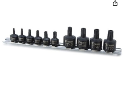Titan 16143 10-Piece Low Profile Tamper-Resistant Impact Star Bit Socket Set