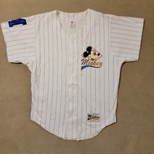 Vintage Disney Shirt S/M White Stripe Baseball Mickey Mouse Sport Top