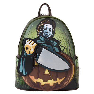 Halloween Michael Myers Pumpkin Glow Mini Backpack With Coin Bag