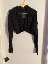 Women NWT "Wild Fable" blk long sleeve crop open cardigan sweater. Size XL