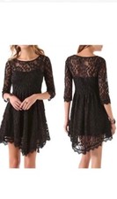 Free People Whimsygoth Mini Dress Size 2 Witchy Grunge Asymmetric Dark Romantic