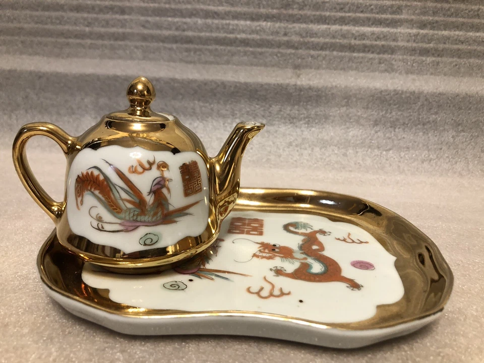 Jingdezhen, juego de camiseta para el emperador, olla, taza, bandeja, antigüedad, productos de lujo chinos Foto 3 de 4