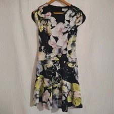 Coast Womens Size UK 10 Black Floral Short Sleeved Dress