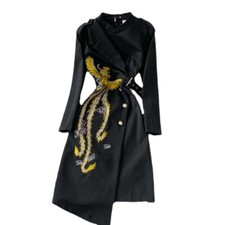 Women Chinese Phoenix Embroidery Dress Retro Evening Dinner Banquet Elegant