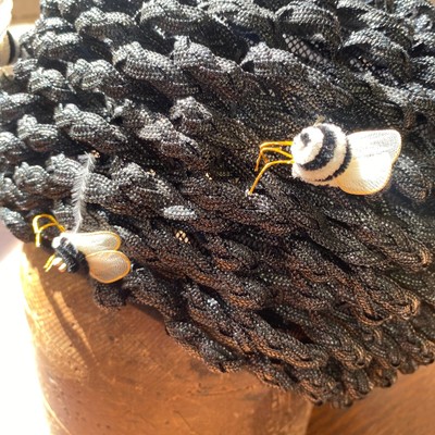 Vintage 1960s Black Beehive with Bees Millinery Hat Gee Bee Vintage 1960s Black Beehive With Bees Millinery Hat Gee Bee  main image 4