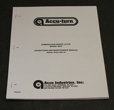 Accuturn 8922 Combination Brake Lathe Operations And Maintenance Manual Guide