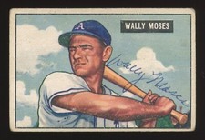1951 Bowman #261 Wally Moses Period Signed Auto - BAS Certified