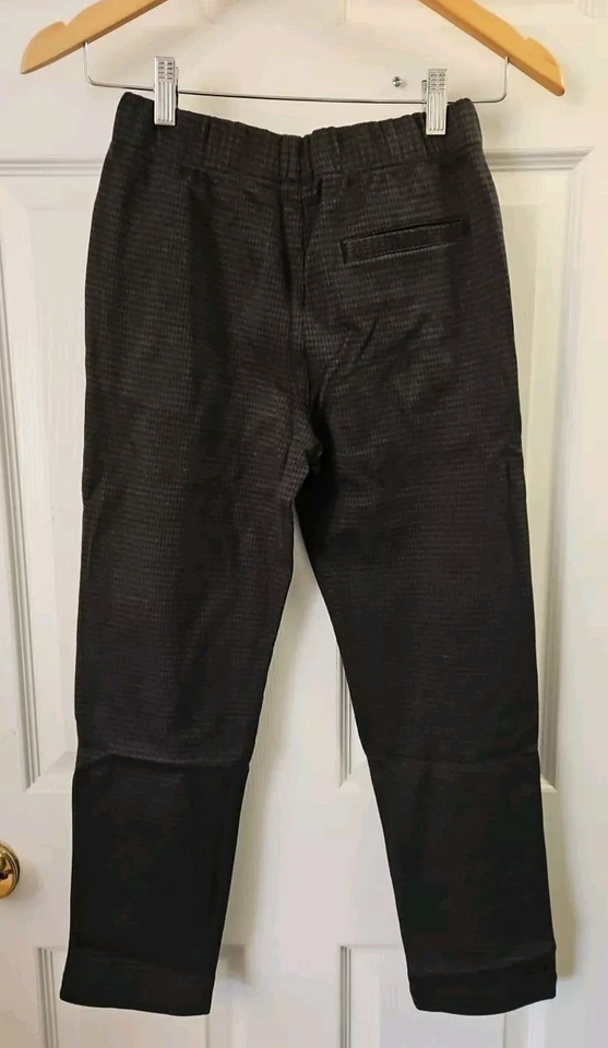 NWT HANNA ANDERSSON TONAL BLACK GINGHAM PULL ON  JACQUARD KNIT PANTS 140 10 $50 - Image 2 of 4