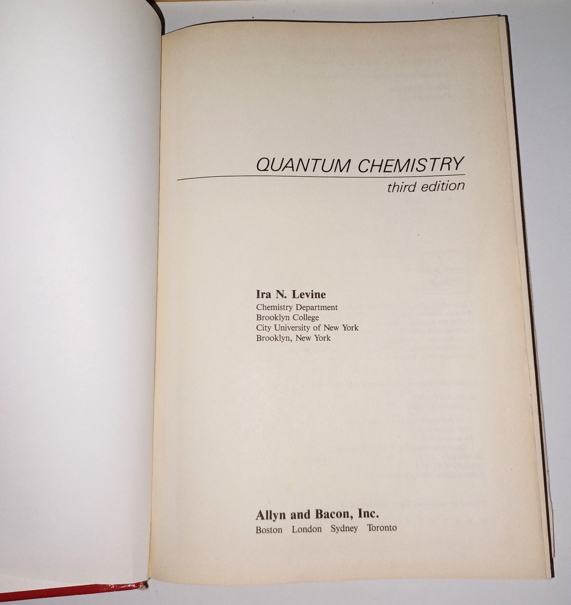 Ira N. Levine\r
Quantum Chemistry　量子化学 Quantum Chemistry by Ira N Levine 3rd Edition Hardcover