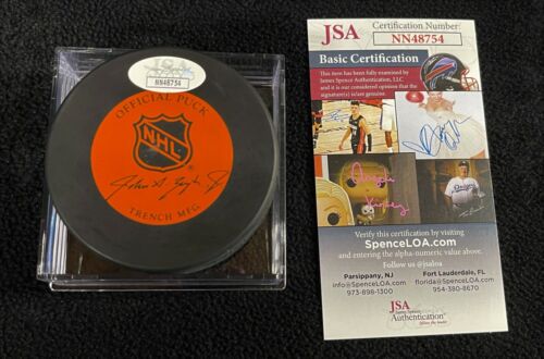 Jean Beliveau Signed Montreal Canadiens Trench Official Game Puck JSA COA - Picture 2 of 2