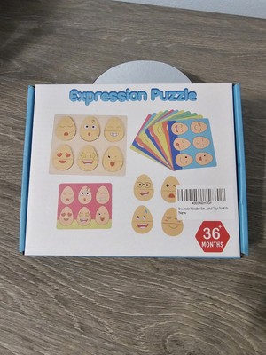 Wooden Expression Puzzles Montessori Sensory Toys Emotion Learning Educational S