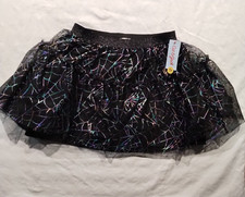 Girls Cat  Jack Halloween Spider Webs Tiered Skirt Size XL