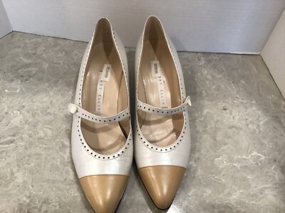 VINTAGE PERRY ELLIS WOMEN'S LEATHER STRAPS HEELS