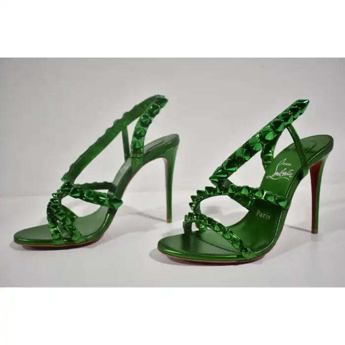 Christian Louboutin Spikita Strap 100 Spinach Green Strap Sandal