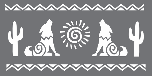 Stencil Joanie Howling Wolf Cactus Aztec Southwest Sun Hopi Border DIY Art Signs - Picture 5 of 11