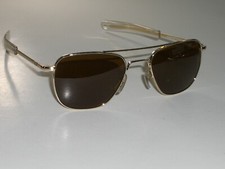 52 20 140mm ORIGINAL PILOT AMERICAN OPTICAL BROWN UV CRYSTAL AVIATOR SUNGLASSES