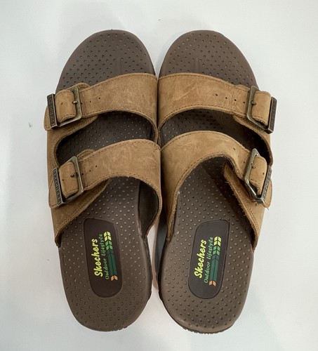 Skechers Brown Slides Leather Women 