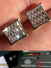 Pendientes baguette de moissanita baguette de cometa helada de oro amarillo sólido real de 10 k para hombres y mujeres de 8 mm