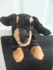 12" DACHSHUND PUPPY DOG BLACK TAN HOTTIE SOFT CUDDLY TOY TEDDY BEAR SAUSAGE A
