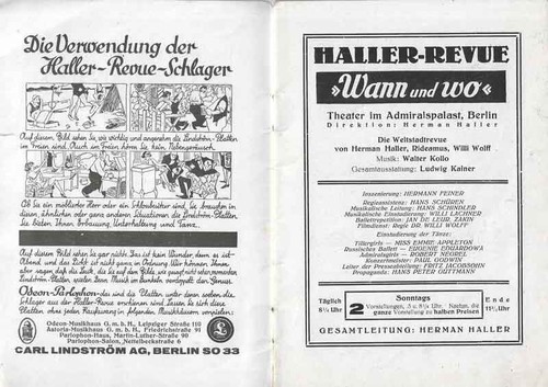 Berlin 1927 Programm Admiralspalast Haller-Revue „Wann und Wo“ - Bild 2 von 10