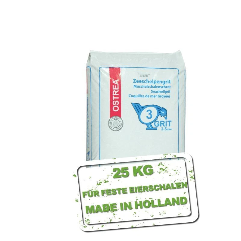 Muschelgrit Muschelschrot Hühnergrit  -  Ostrea 2-5 mm 25 kg  Muschelschalengrit