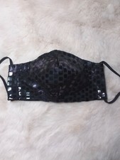 Purple vinyl on black Cotton Face Mask Nose Wire Small