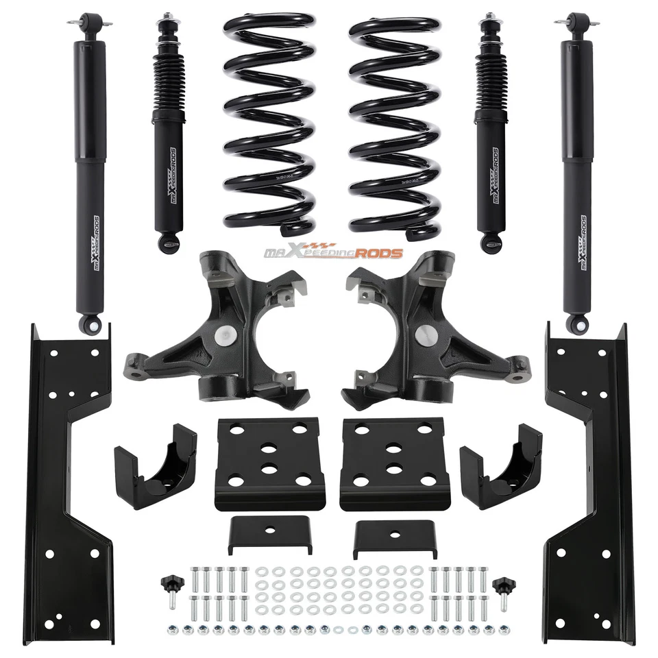 Kit de caída delantero 4" trasero 6" con amortiguador para Chevy GMC C1500 1988-98 CON ROTORES DE 1,25" V8 Foto 2 de 4