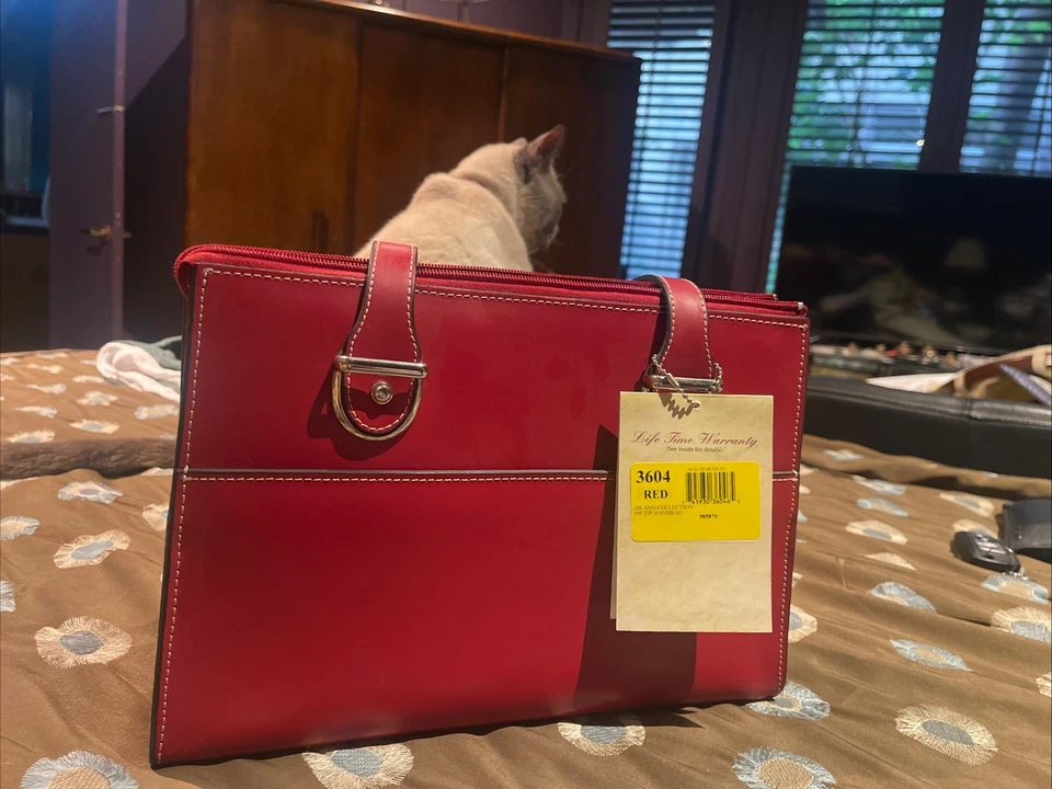 NUEVO con ETIQUETAS Jack Georges ROJO Bolso de Mano de Cuero Doble Correas para el Hombro Hecho a Mano Foto 4 de 4