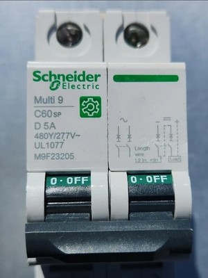 Schneider Multi 9 C60SP D 5A 2-Pole Circuit Breaker 10kA 120 - 480V DIN Tested