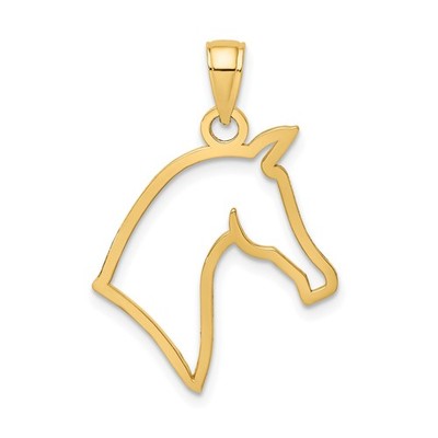 10k Gelbgold Pferdekopf Anhänger Minimalistisch Reiter Symbolisch Poliert Charm