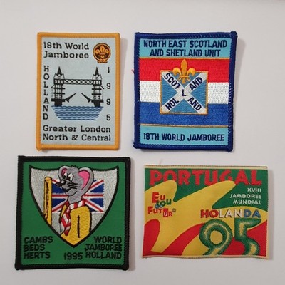 4 Pfadfinder 18. Welt Jamboree Niederlande 1995 Kontingent Abzeichen Aufnäher. L11