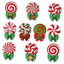 10pcs Christmas Candy Yard Signs, Peppermint Candy Christmas Decorations with
