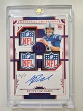 2025 Panini National Treasures Riley Leonard Colts 3 NFL Shield Rookie Auto 1/1