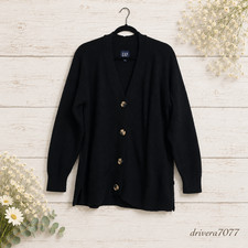 GAP Women's XL 100 Cotton Black Cardigan Sweater Button Front NWOT