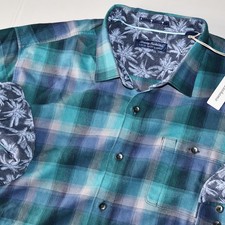 Tommy Bahama Shirt Canyon Beach Flannel Fireside Check Seaway Blue LS Medium M