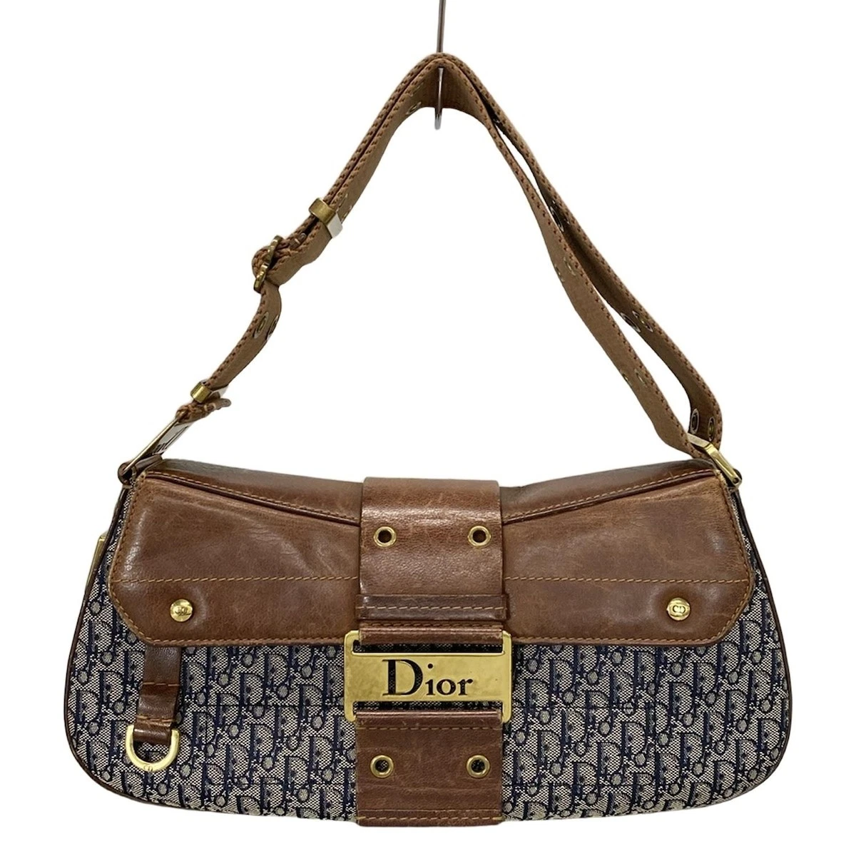 Authentique DIOR/ChristianDior Street Chic/Logogramme   Cuir jacquard gris marine marron
