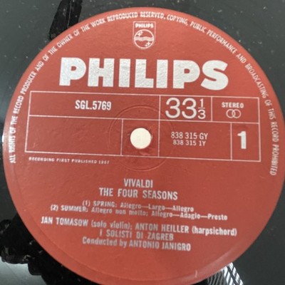 Philips Vivaldi Four Seasons LP Vinyl Record Classical Stereo SGL5769 1967