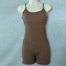 OQQ Women's Brown Bodysuit Shapewear Sleeveless Romper Jumpsuit - Size M