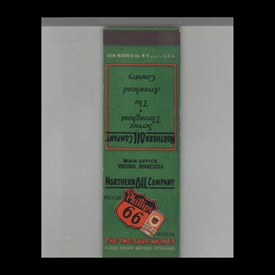 #ad Matchbook Cover Northern Oil Co. Service Throughout The Arrowhead Country $14.95