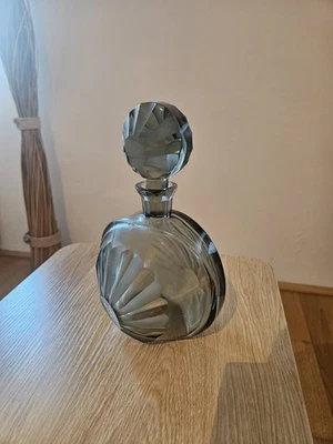 Art Deco Glas Karaffe 26cm Böhmen geschliffen Vintage Dekanter 1920-30 - Bild 1 von 4