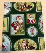 2 YARDS COTTON QUILT FABRIC, HOLLY JOLLY CHRISTMAS / SANTAS, ROBERT KAUFMAN