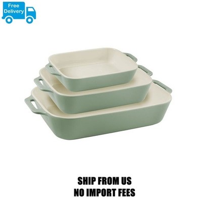 Staub Stoneware3-pc, Rectangular Baking Dish Set, eucalyptus