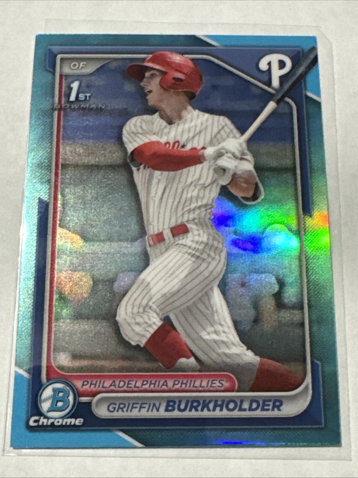 2024 Bowman Chrome Draft Griffin Burkholder 1st Sky Blue Refractor